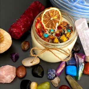 Wax soy candle with flowers!